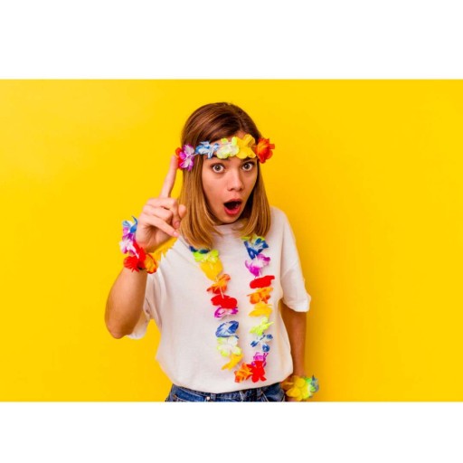 Havajský NÁHRDELNÍK RAINBOW mix ALOHA flowers PARTY