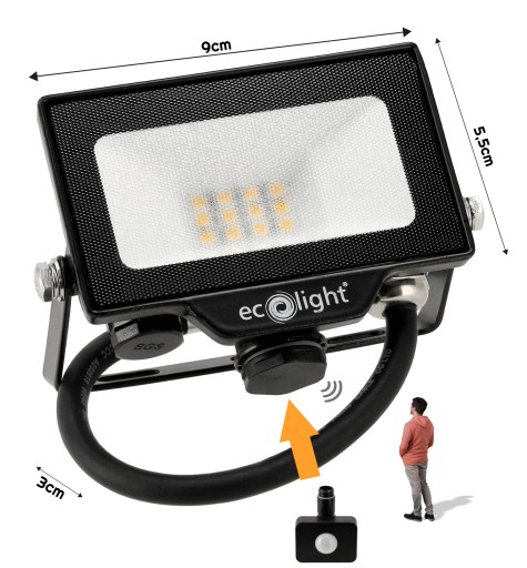 Halogénový LED reflektor 10W 900lm 2v1 s možnosťou pripojenia PIR senzora