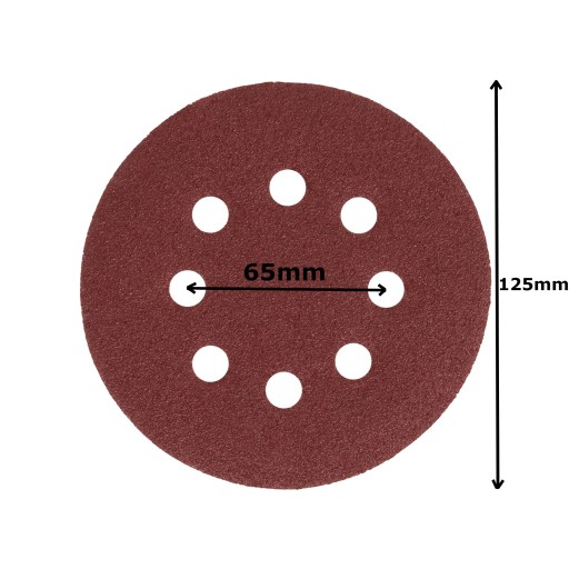 50x BRÚSNY PAPIER 125 BRÚSNYCH KOTÚČOV S OTVORMI NA VELCRO P150