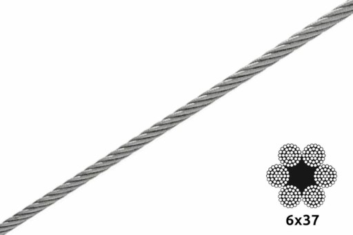 Oceľové pozinkované lano, priemer 10 mm (6x37), 1 m