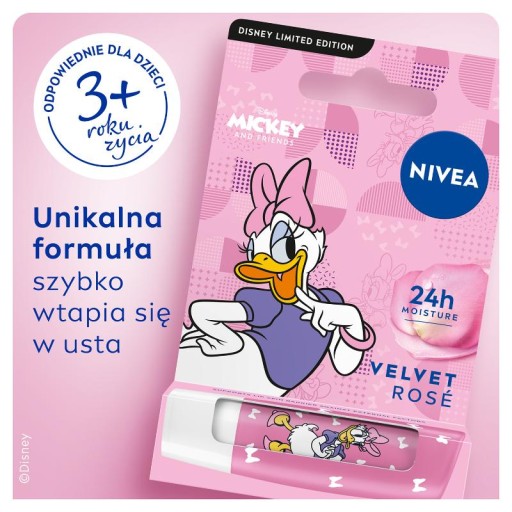 NIVEA Disney Caring rúž - Velvet Rose Daisy Duck - edícia