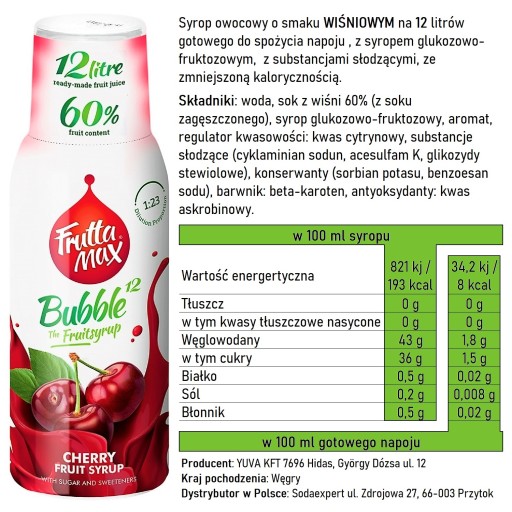 FRUTTAMAX CHERRY ZERO LIGHT SIRUP