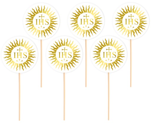 Toppery Ozdoby na prvé sväté prijímanie IHS Gold 6 ks