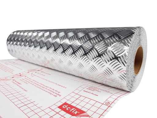 Dyha: rebrovaný plech, samolepiaca PVC fólia