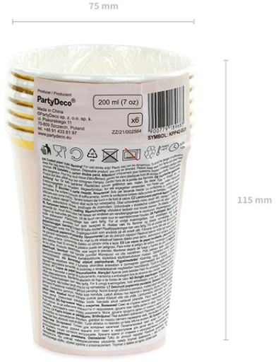 CAT KOTEK papierové poháre, ružové, k narodeninám detí, 200 ml, 6 ks