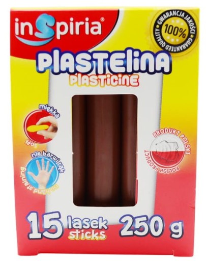 HNEDÁ školská plastelína 15 tyčiniek 250g Inspiria 9899