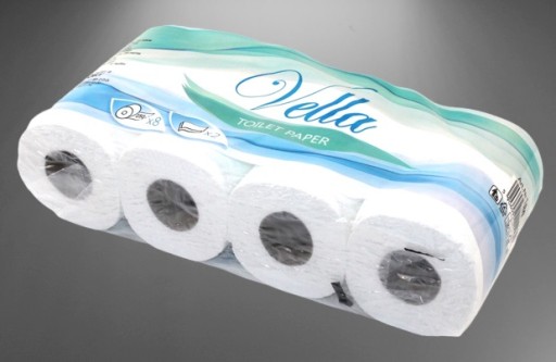 Vella TOALETNÝ PAPIER biely 2 vrstvy 8 VALCOV