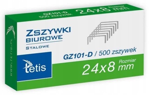 Kancelárske sponky TETIS 24x8mm 500 kusov v balení