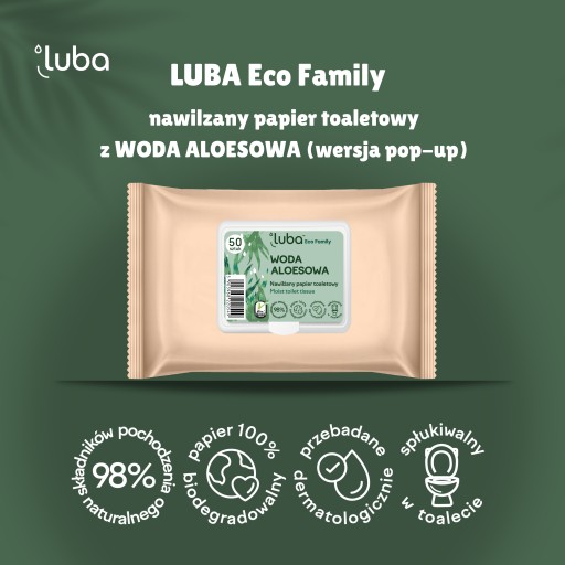 LUBA ECO family vlhčený toaletný papier s ALOE VODOU, vyskakovacia verzia