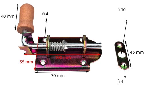PRUŽINOVÁ ZÁPADKA DVERÍ, ŠÍRKA 100 mm