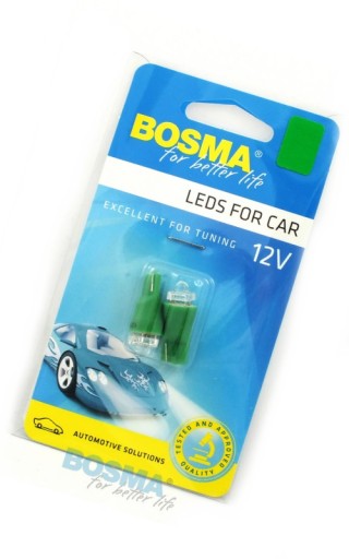 Bosma žiarovky zelené 12V 1*Led Standard T10 2 kusy