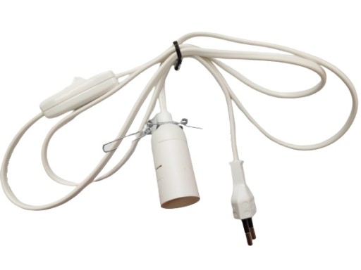 Kábel pre soľnú lampu, závit E14 so zástrčkou, dĺžka 1,5 m, biely