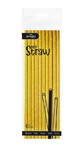 SLAMKY, PAPIEROVÉ TUBY, NÁPOJOVÁ DEKORÁCIA, NÁPOJ, KOKTEJL, NARODENINOVÉ ZLATO, 10x