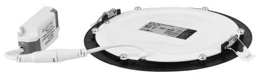 LED panel, zápustný, sadrokartónový, čierny, okrúhle stropné svietidlo, 18W
