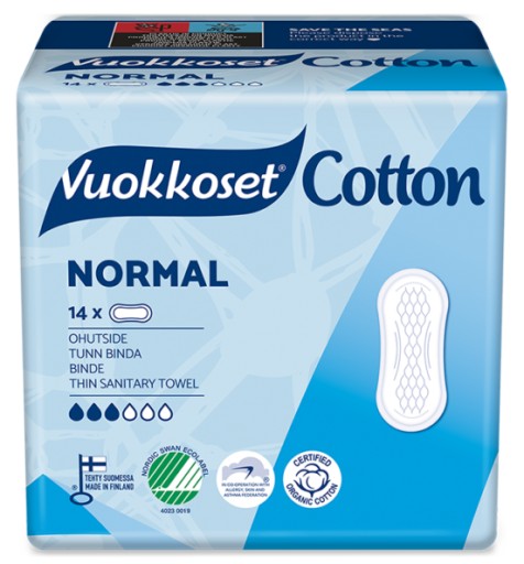 Vuokkoset 100% BIO hygienické vložky Bez krídel NORMÁLNE