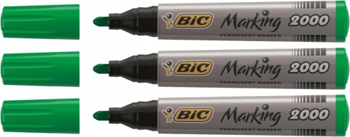 Permanentné značkovacie pero BIC okrúhle ZELENÉ x 3
