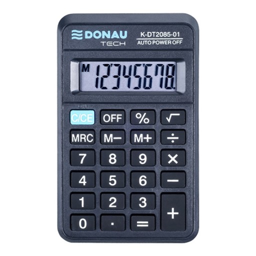 Kancelársky kalkulátor DONAU TECH K-DT2085-01 8-DIGITS. 114X69X18MM, ČIERNA