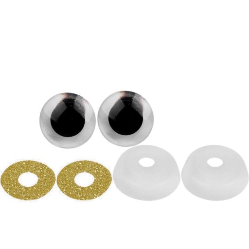 Bezpečné zlaté GLITTER EYES 25 mm PLYŠ