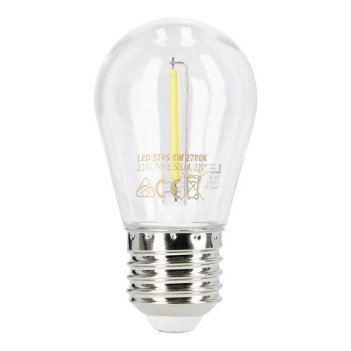 LED žiarovka ST45 1W E27 TEPLÁ farba 2700K 50lm