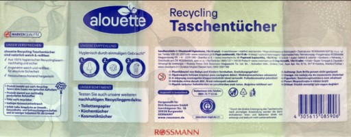 ALOUETTE Recyklačné ekologické hygienické utierky 4-vrstvové 15x10 ks