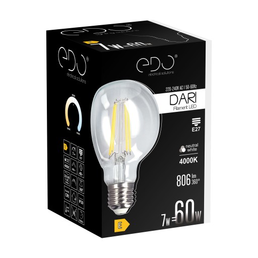 Dekoratívna LED žiarovka E27 G80 CLEAR 7W 4000K neutrálna 806lm EDO