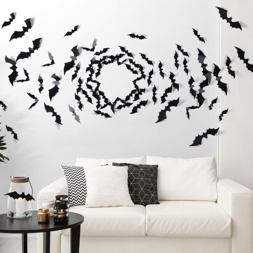 Halloweenska dekorácia netopier Sada čiernej fólie x 3 ozdoby Dekorácie