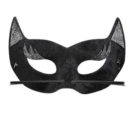 MASKA MAČKY MAČKA ČIERNA S FÚZMI KARNEVAL