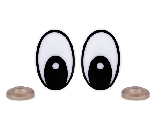 4x Bezpečná SVORKA OČIA pre hračky maskota OVÁLNA BIELA 19x29 mm