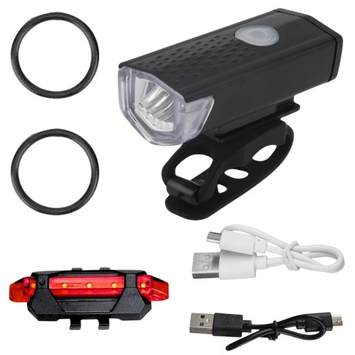 LED CYKLISTICKÁ LAMPA NA BICYKEL, NA RIADTIKÁ, VÝKONNÁ, NABÍJACIA, USB + ZADNÁ