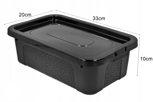 Plastový box na hračky s vekom, 4,5 l, čierny