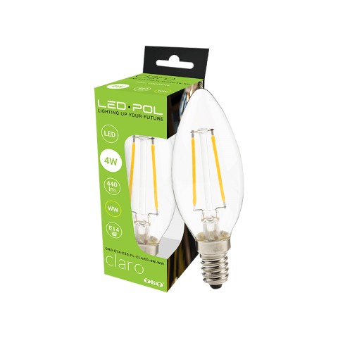 E14 Žiarovka na sklenenú sviečku 4W NEUTRÁLNE DENNÉ SVETLO LED