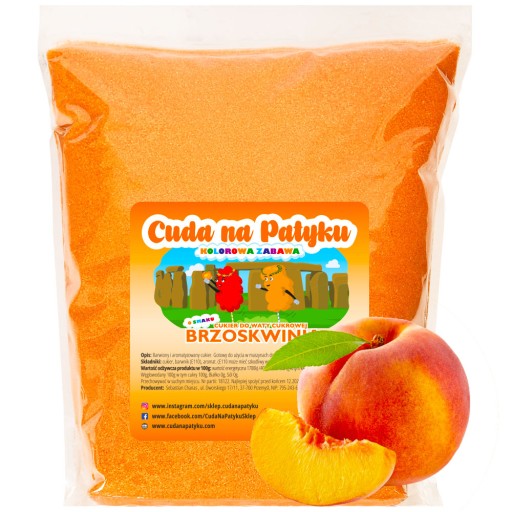 Farebný cukor do stroja na cukrovú vatu, s príchuťou broskyne 1 kg