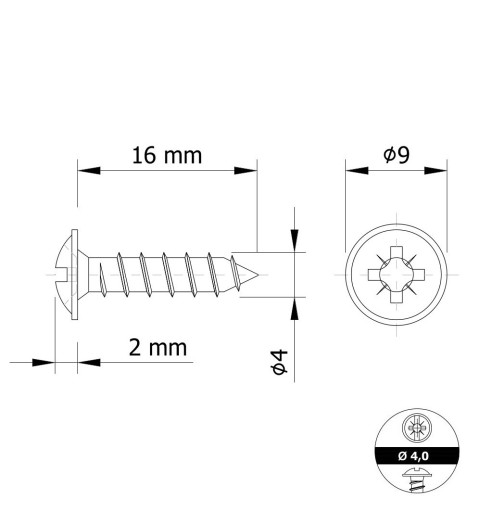 Skrutky do tvrdeného dreva 4,0 x 16 mm s podložkou
