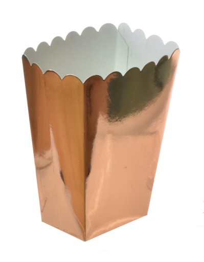 POPCORN PAPIEROVÁ BOX Metallic Rose Gold 0,8 L sladkosti 6 ks eko