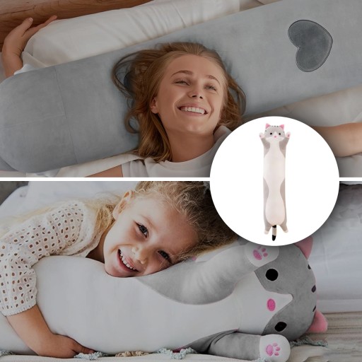 MASKOT PLYŠOVÝ VANKÚŠ HRAČKA HRAČKA HRAČKA HRAČKA DLHÁ MAČKA ŠEDÁ 50cm