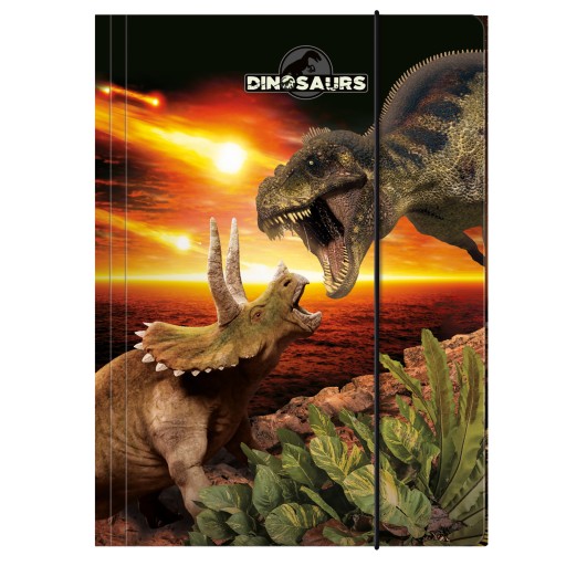 A4 ŠKOLSKÝ BOX S GUMAOU, MAĽOVANÝ, DINOSAURY