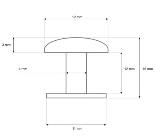 Koženkový nit 12x15mm tmavý nikel 50 ks