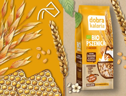 Zdravé raňajky Organické chrumkavé vločky Pšeničný med Dobrá Kalórie Vláknina