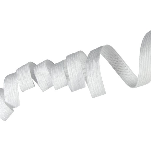 PLOCHÁ PLETENÁ GUMA, BIELA, elastická, 10 mm, 5 m dlhá
