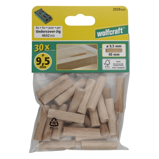 Drevené hmoždinky 9,5 x 40 mm 30 ks Wolfcraft