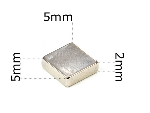 SILNÝ NEODYMOVÝ MAGNET 5x5x2 - SADA 10ks / NEODYMOVÉ MAGNETY /