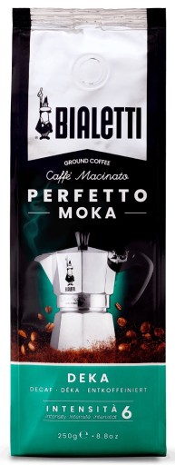 BIALETTI Perfetto Moka DEKA BEZKOFEÍNOVÁ mletá káva 250g BEZ KOFEÍNU