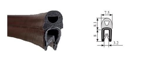 GUMOVÉ TESNENIE PRE HRANU DO 3 mm, VYZTUŽENÉ GT-017