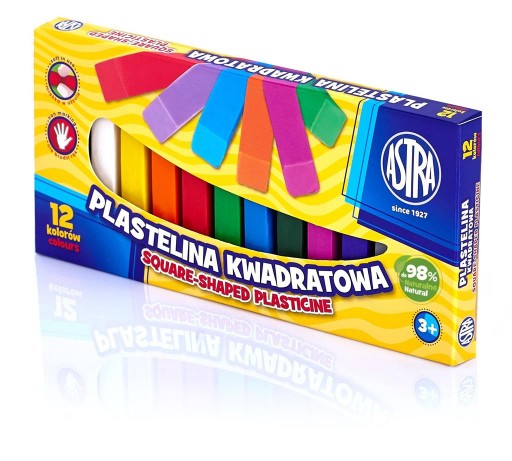 Štvorcová plastelína 12 farieb Astra