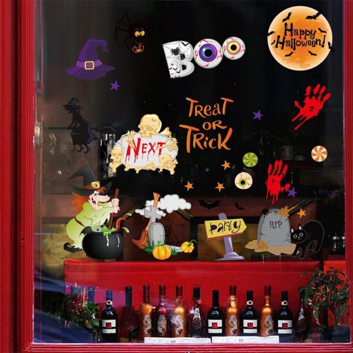 NÁLEPKY SAMOLEPÍCIE NÁLEPY NA OKENNÉ ZRKADLOVÉ HALLOWEENSKÉ ČARODEJKY