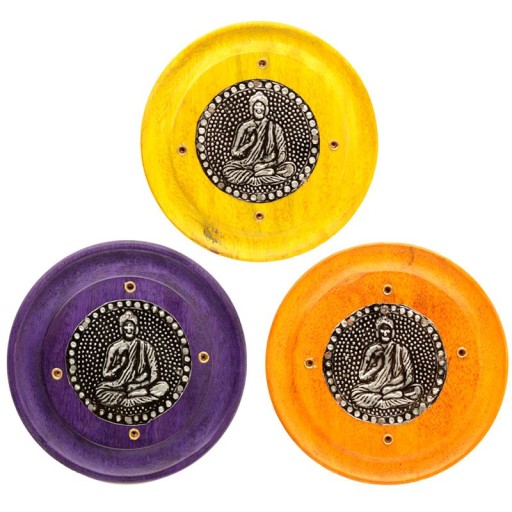 Drevený držiak na vonné tyčinky BUDDHA, žltý