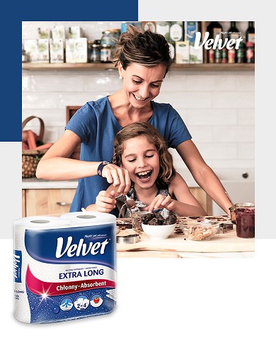 Velvet EXTRA DLHÁ papierová utierka, NAJDLHŠIA, celulózová - 2 rolky