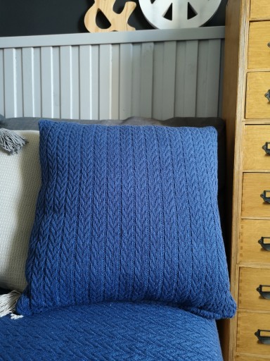 Bavlnená obliečka na vankúš 40x40 námornícka modrá rybia kosť, štýlový boho loft