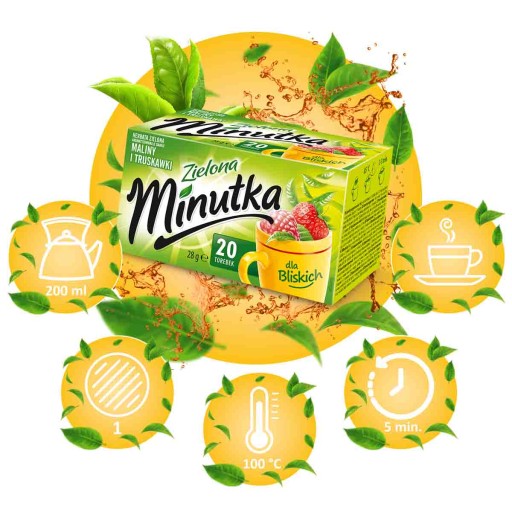 Express Lahodný zelený ovocný čaj Malina a jahoda 20T Minutka