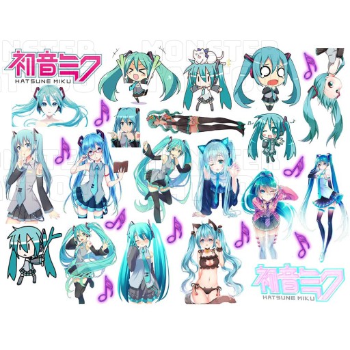 UMÝVAJÚCE DOČASNÉ TETOVANIE PRE DETI HATSUNE MIKU ORIGINÁLNE DIZAJNY